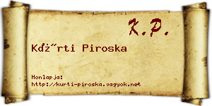 Kürti Piroska névjegykártya